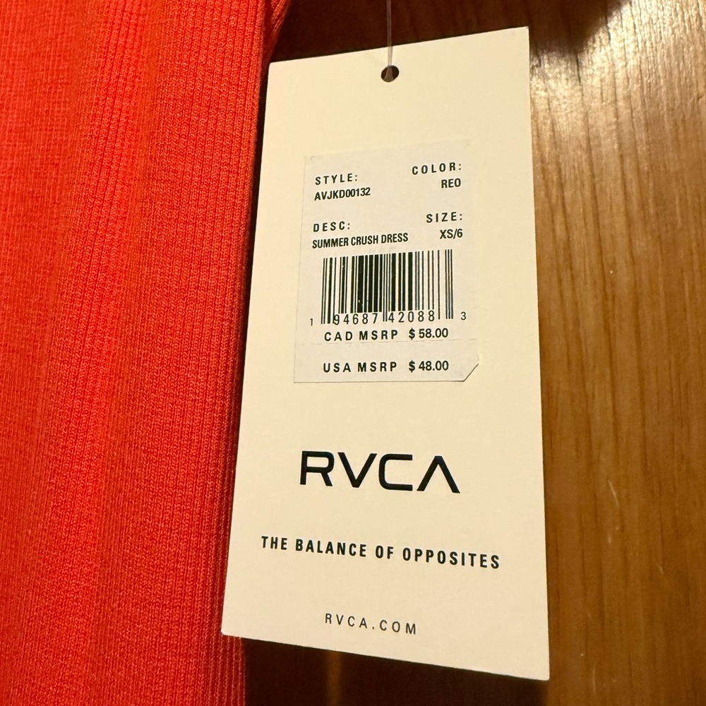 NWT RCVA bright orange-more orange than red short sleeve dress w open lower back - Picture 8 of 10